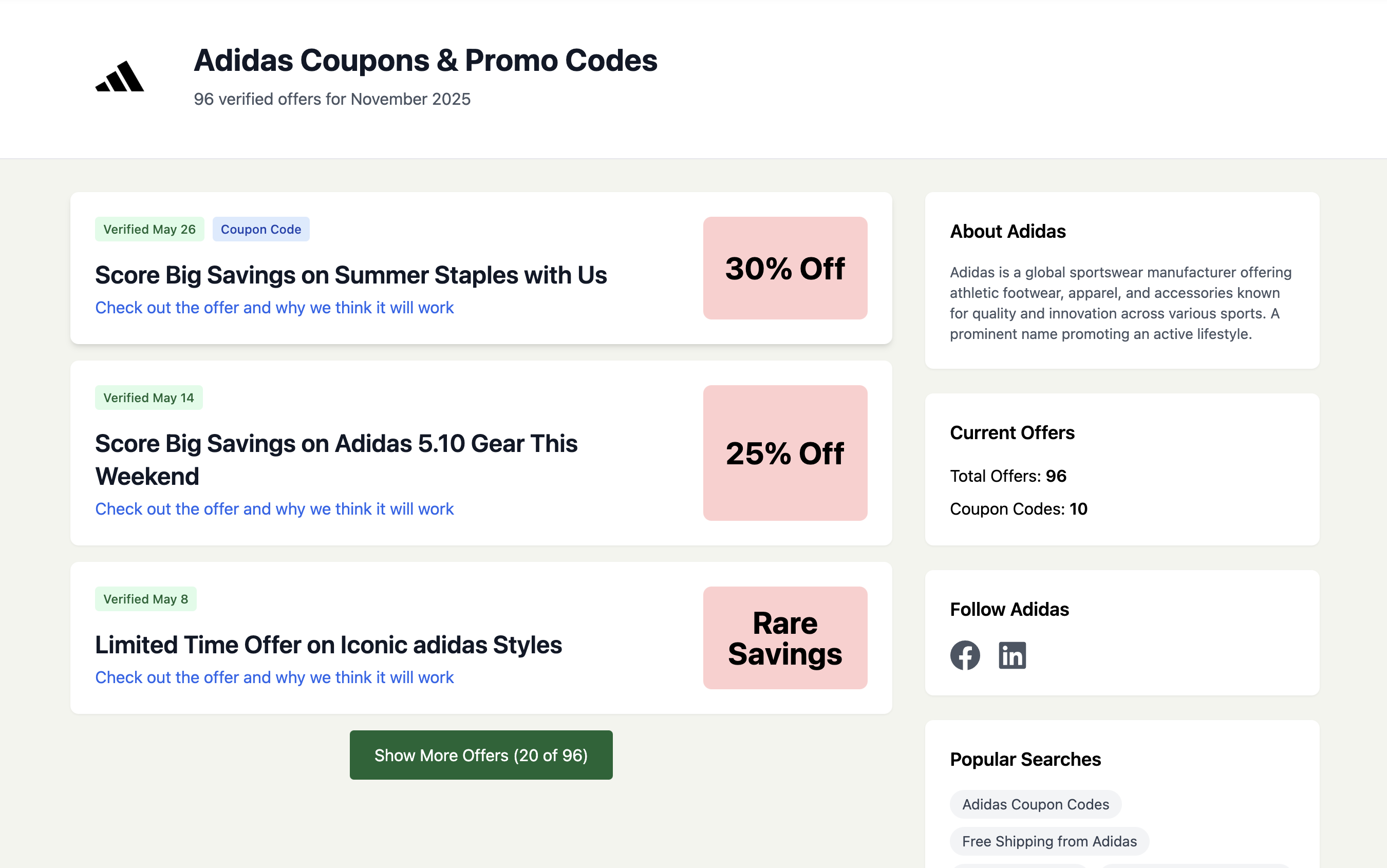 Emails and Deals Home Page