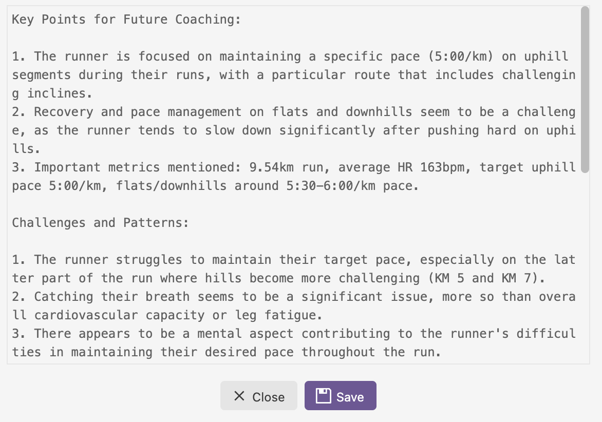 Constant summary of results with a review past conversations